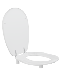 Ergosit 50 mm forhøyet toalettsete, hvit, med lokk