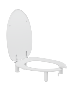 Dania 100 mm forhøyet toalettsete med åpen front, hvit, med lokk